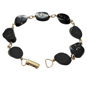 Gold Filled 1/20 12Kt, Black Coral Link Bracelet L648